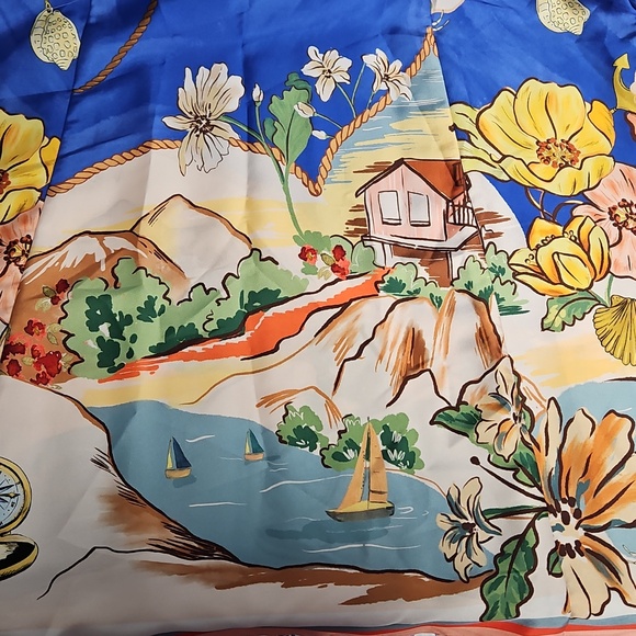 ANTONIO MELANI Raffaella Balloon Sleeve Satin Dress: Oceanprint: XL SEE DETAILS - Picture 14 of 16